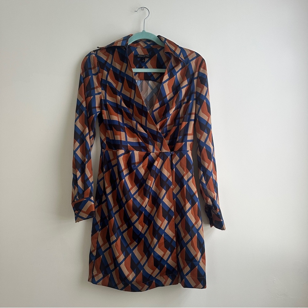 Banana Republic Blue and Orange Wrap Dress